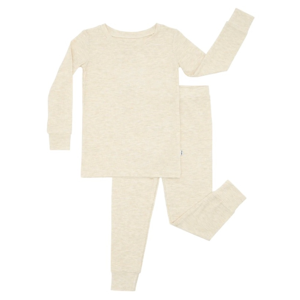 NIB LS Heather Oatmeal Ribbed Pj Set - Picture 2 of 4
